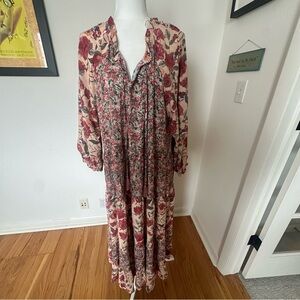 Floral Maxi Dress - Red and Cream